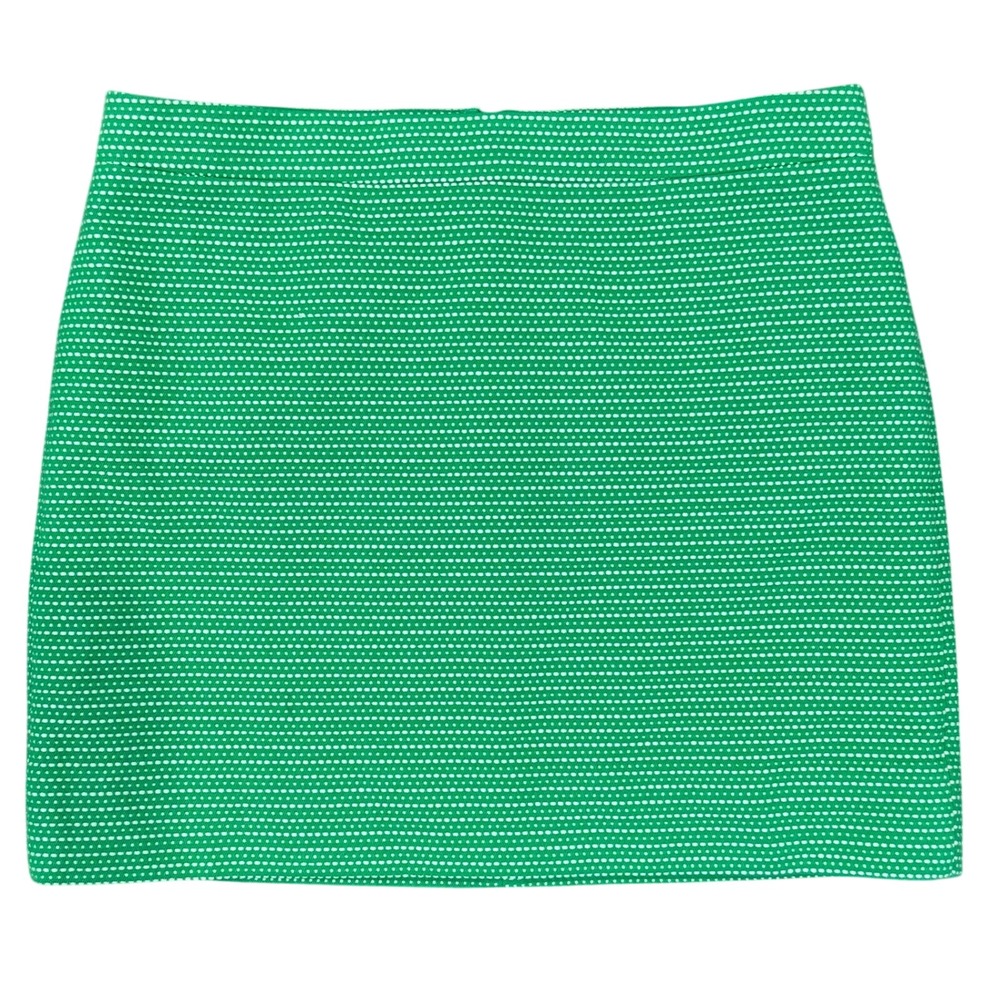 J. Crew Kelly Green White Dot Dash Pencil Mini Skirt Preppy Women's Size 4
